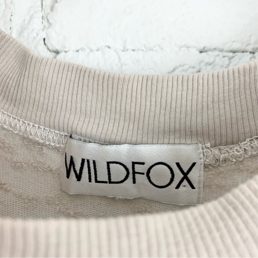 Wildfox Hello Light Grey Terry Burnout Long Sleeve Sweatshirt Medium - Picture 5 of 8
